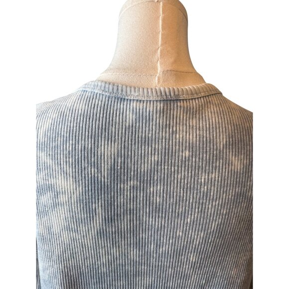 2/$30 Zara Medium Light Blue Ribbed Knit Long Sleeve Crop Top - Picture 7 of 12